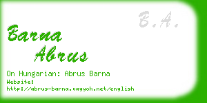 barna abrus business card